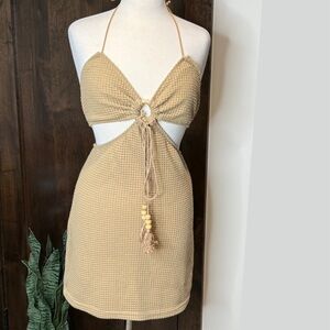 NWT SHEIN dress Women’s Size L cut out beaded ties vacation summer